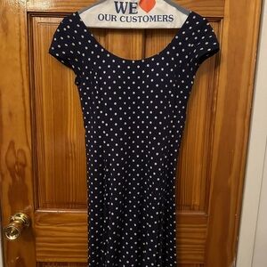 Elegant Navy Polka Dot Dress